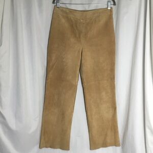 Kate Hill Genuine Suede Leather Pants Fully Lined Size 10 Petite Tan